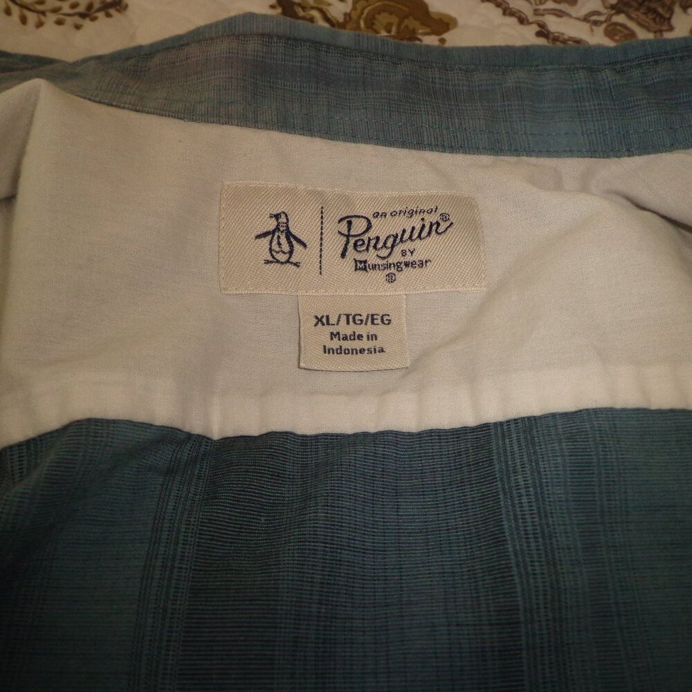 NWOT An Original Penguin by Munsingwear Button Down Blue Plaid Shirt XL/TG/EG - Picture 11 of 14